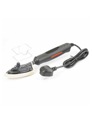 Electric Heating Iron with temperature control, protective shoe and stand.